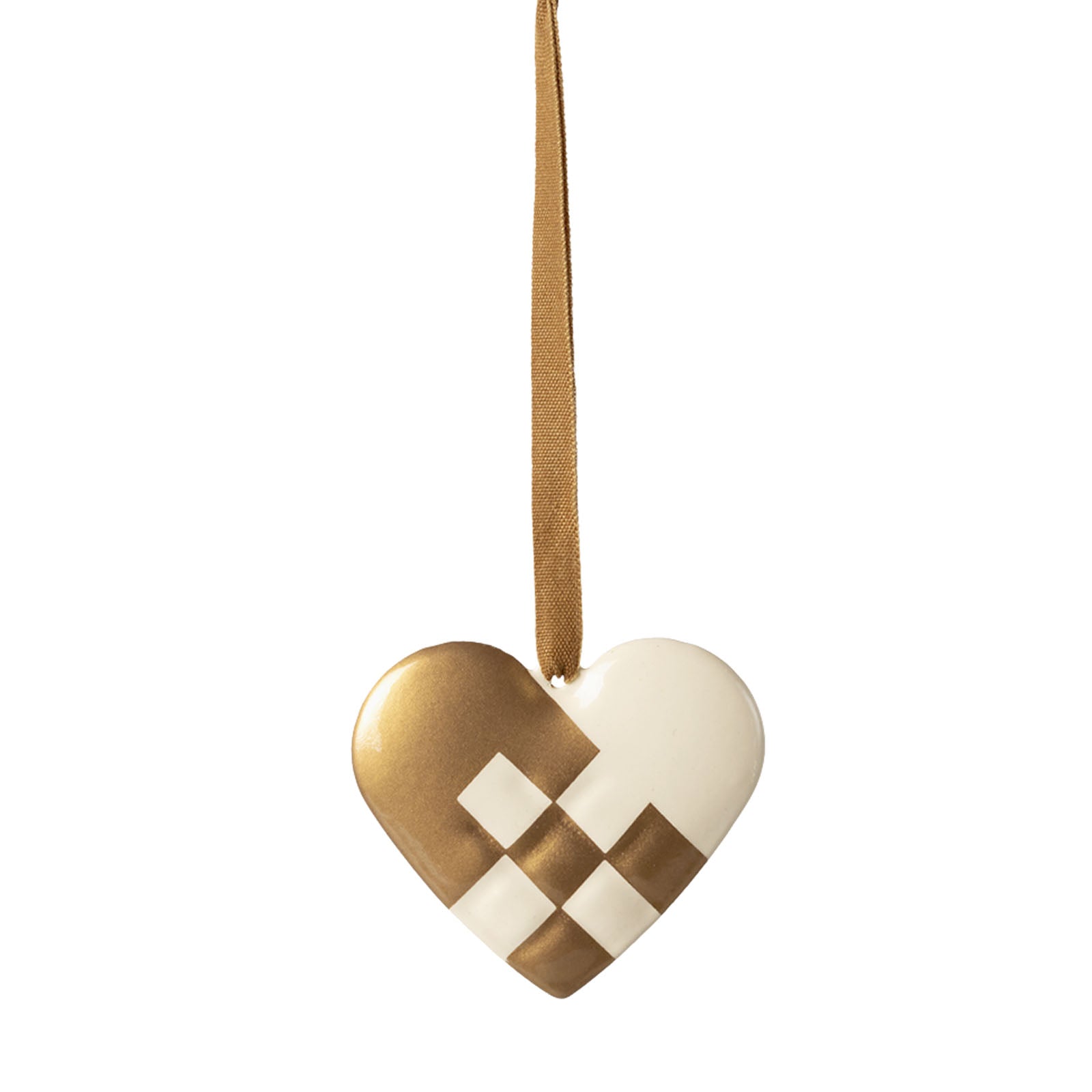 Metal Tree Ornament - Small Heart Gold