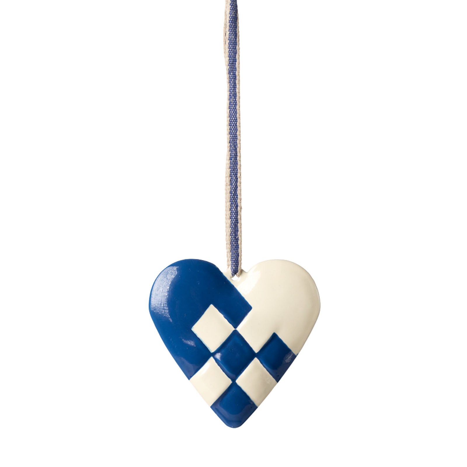 Metal Tree Ornament - Large Heart Dark Blue