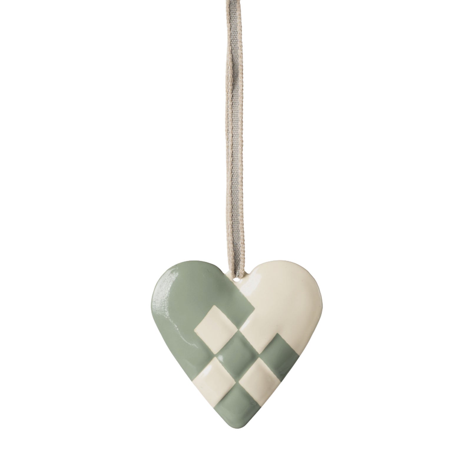 Metal Tree Ornament - Large Heart Mint