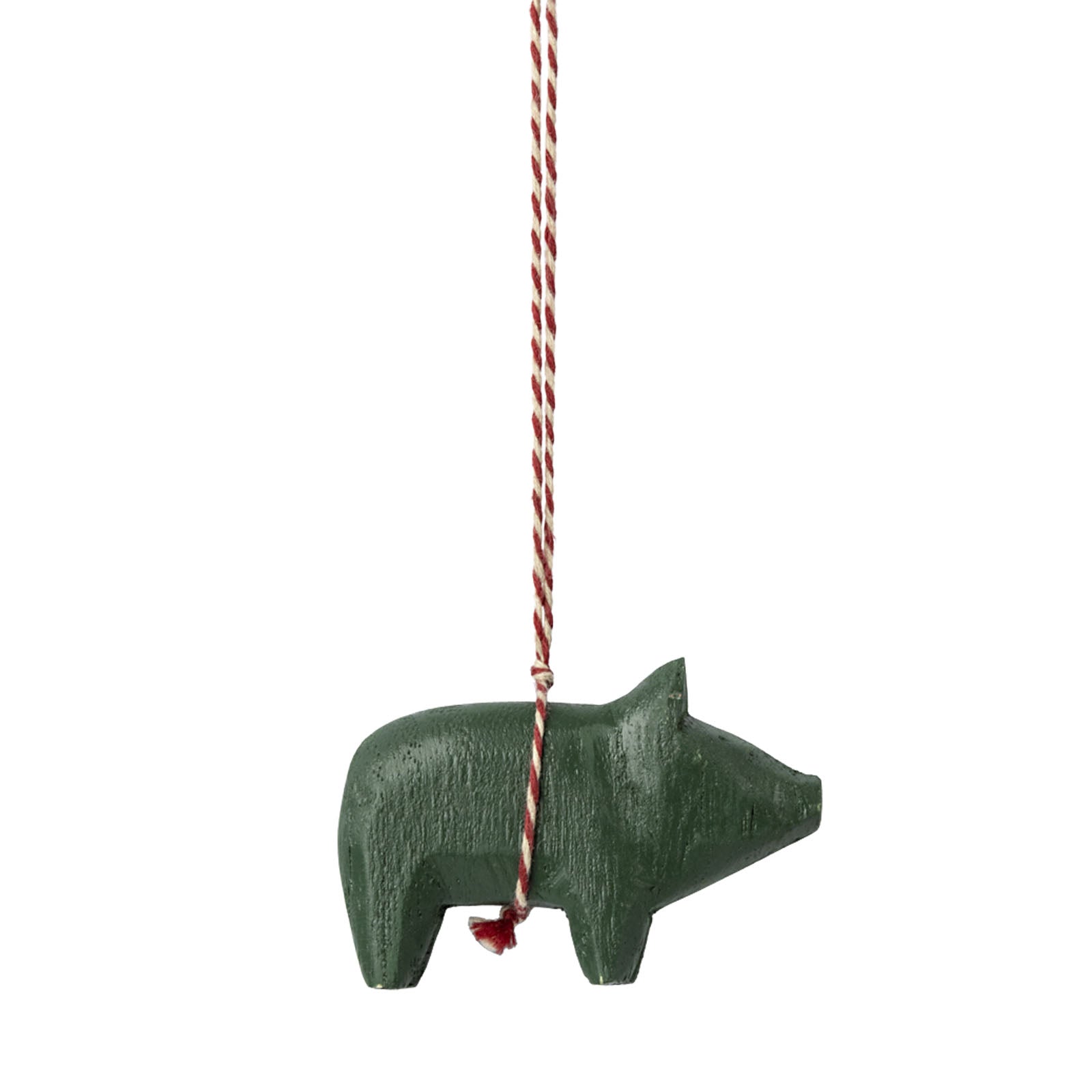 Wooden Tree Ornament - Pig Dark Green