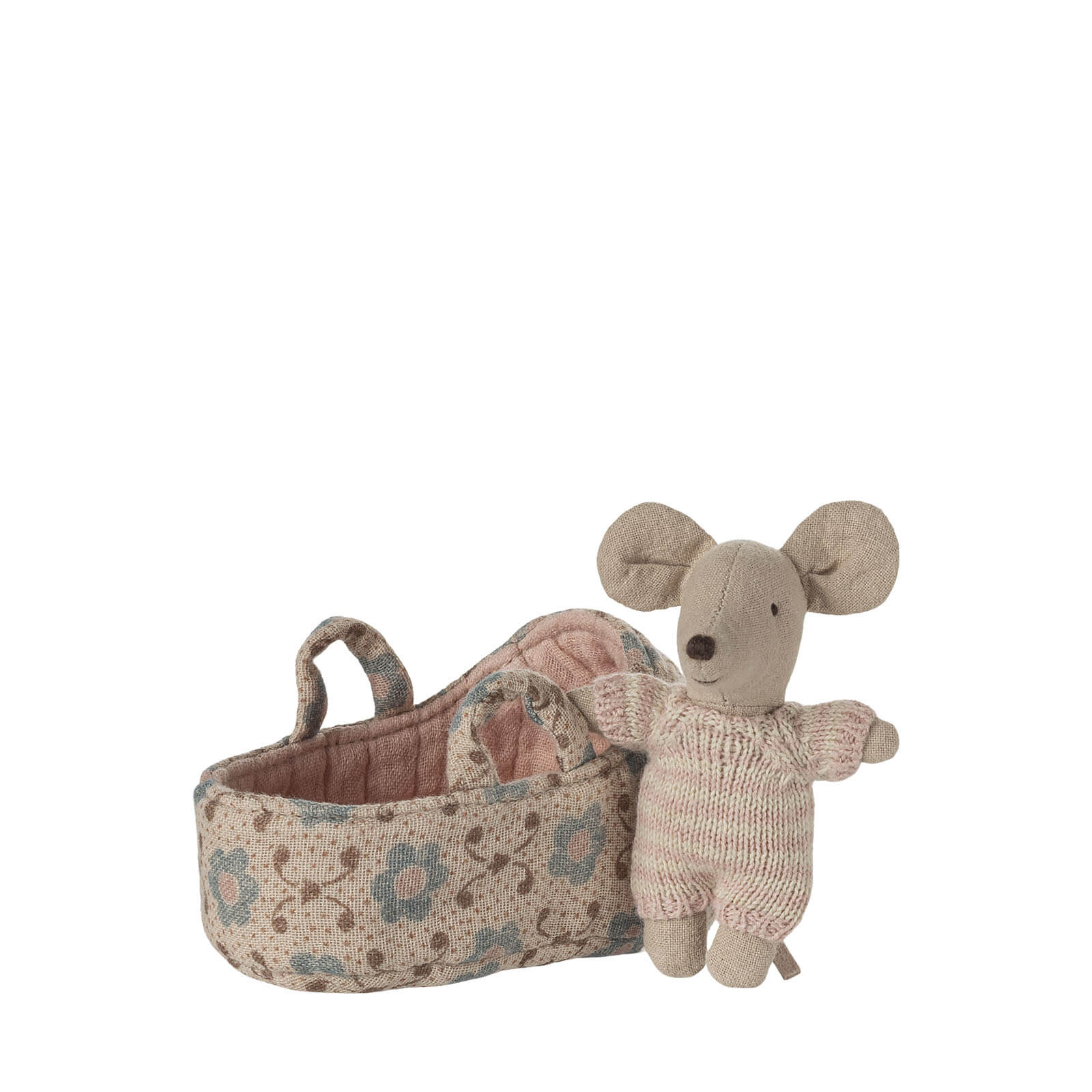 Baby Mouse In Carry Cot - Rose