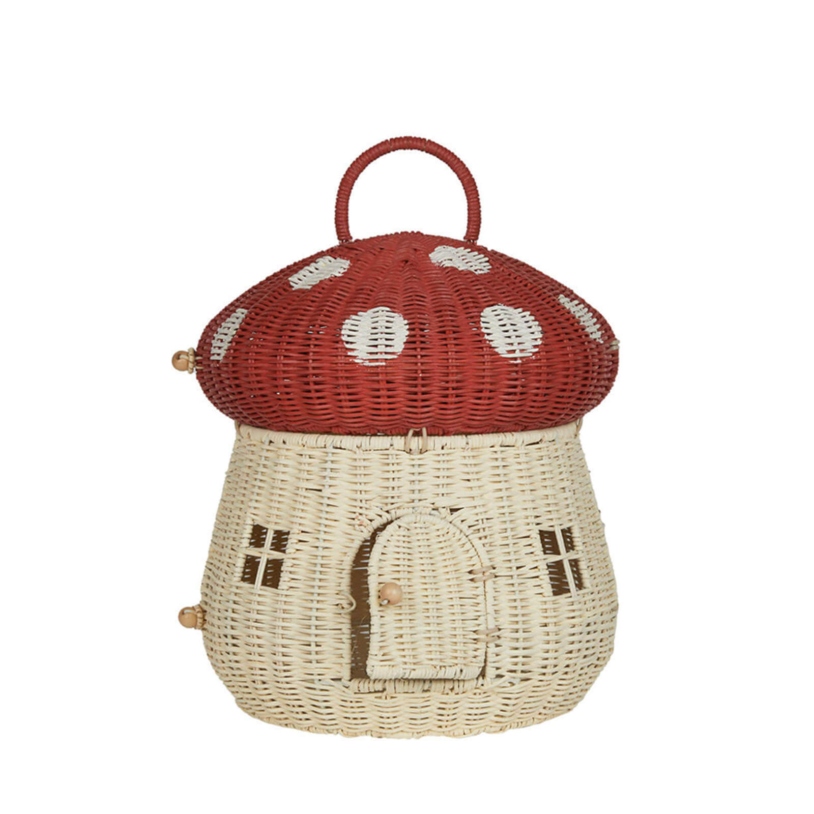 Rattan Mushroom Doll House - Red
