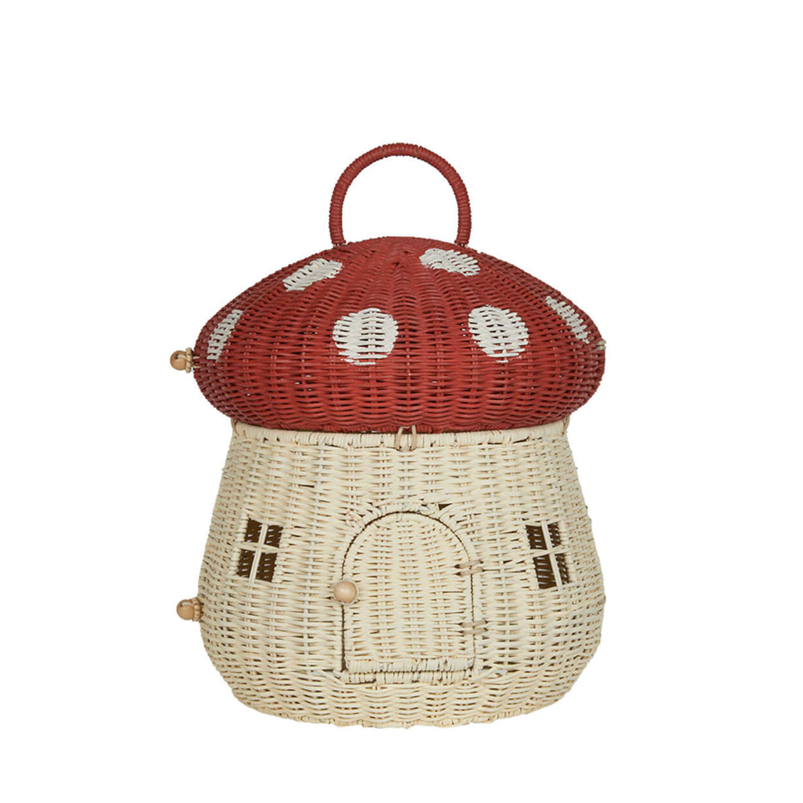 Rattan Mushroom Doll House - Red