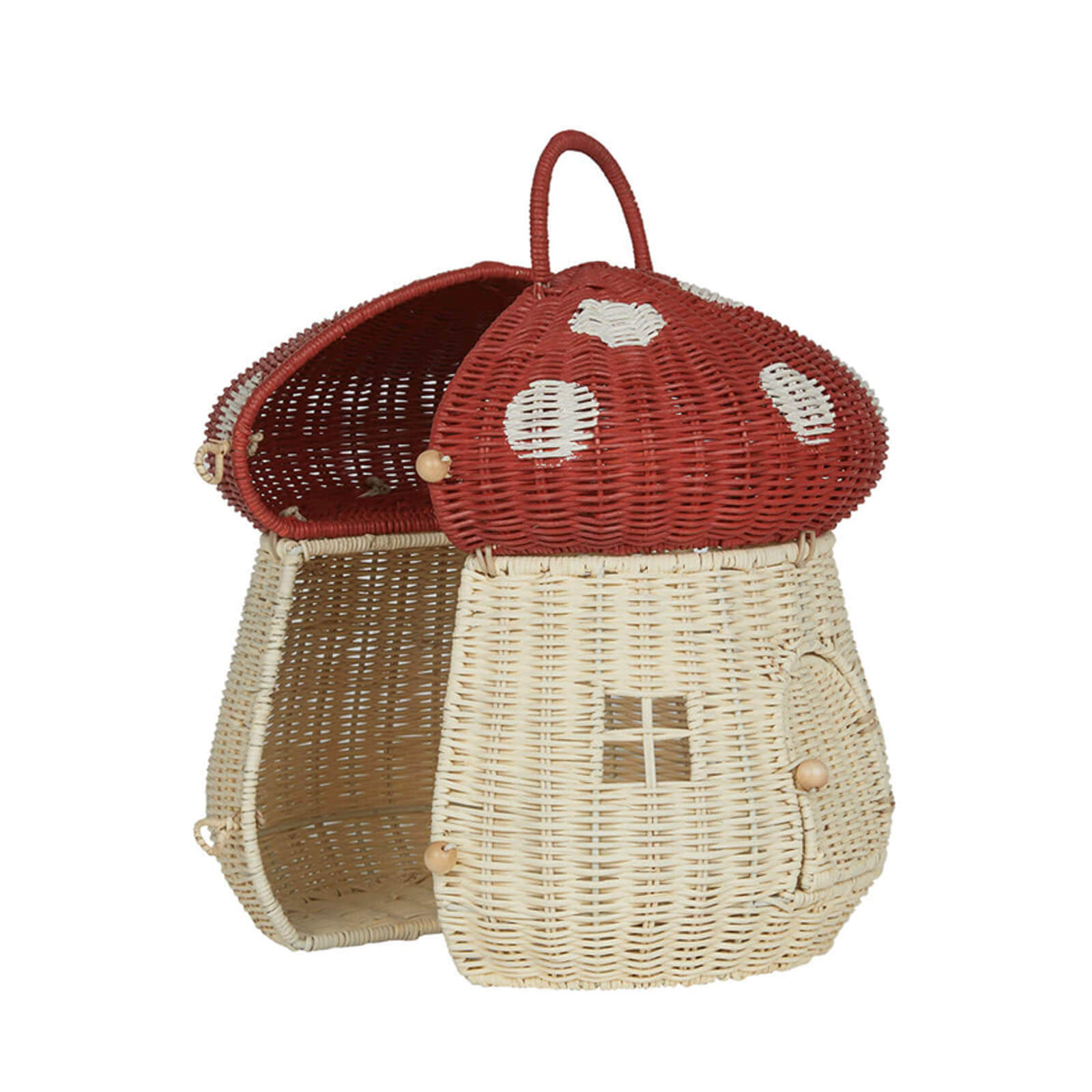 Rattan Mushroom Doll House - Red
