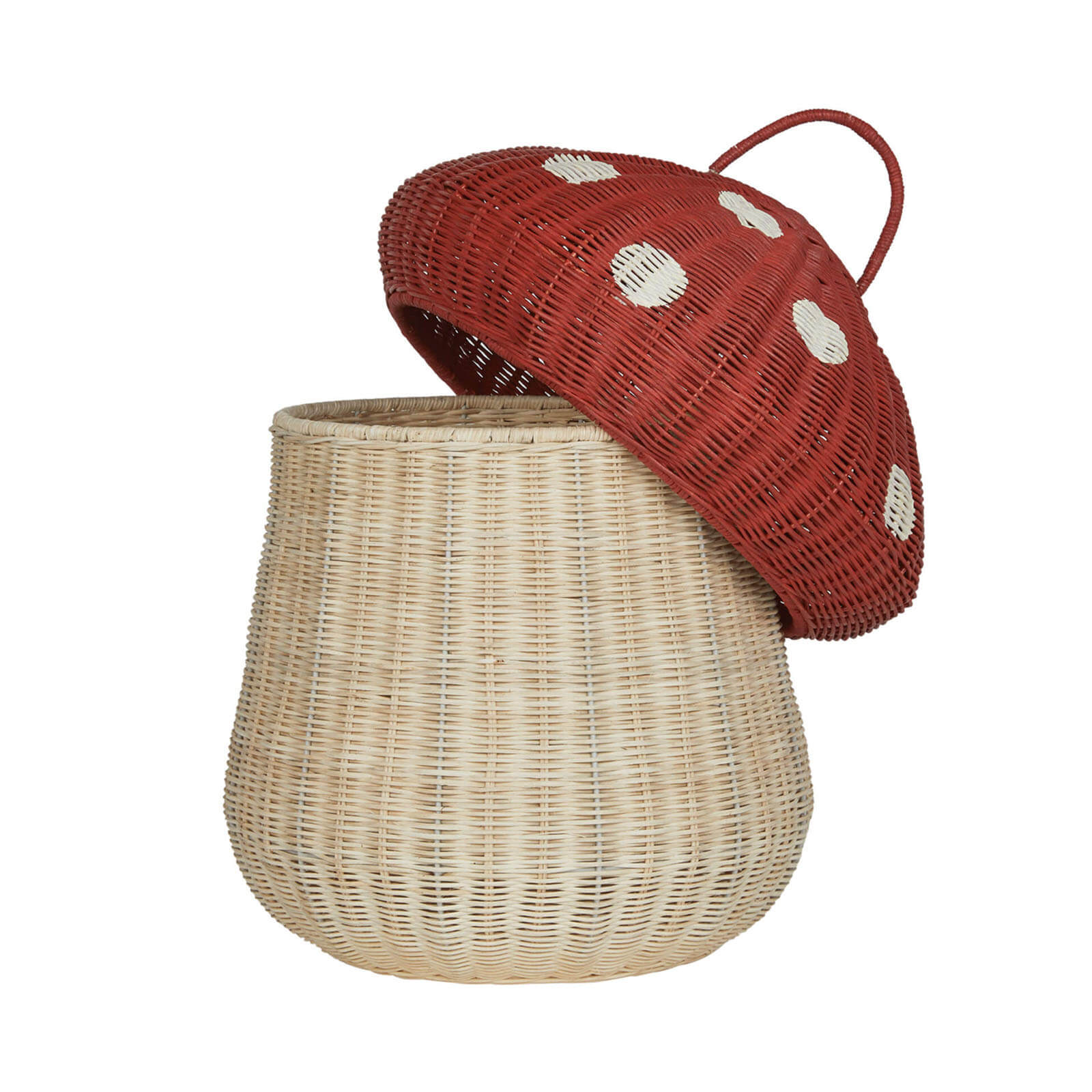 Rattan Mushroom Storage Basket - Red