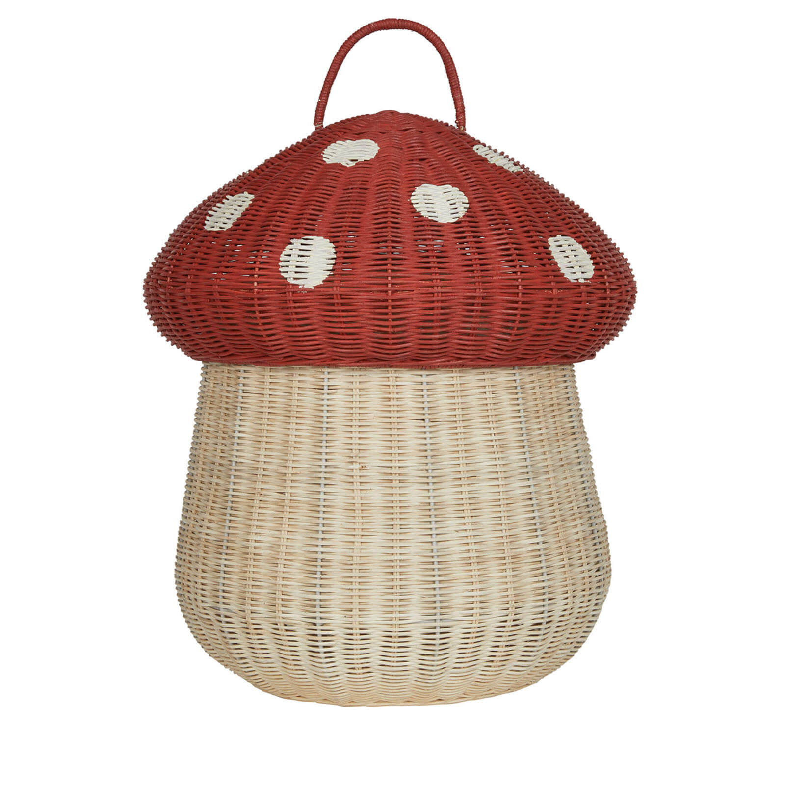 Rattan Mushroom Storage Basket - Red