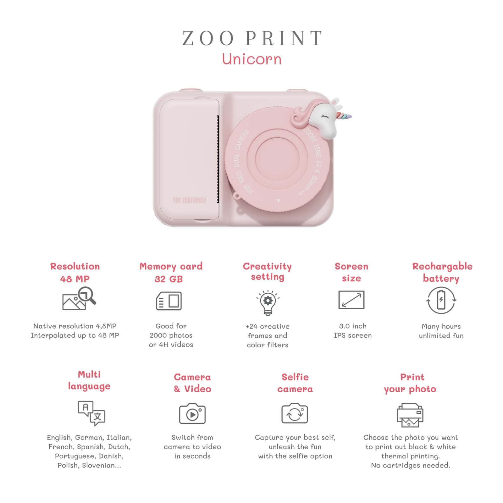 Digital Camera with Print - Unicorn