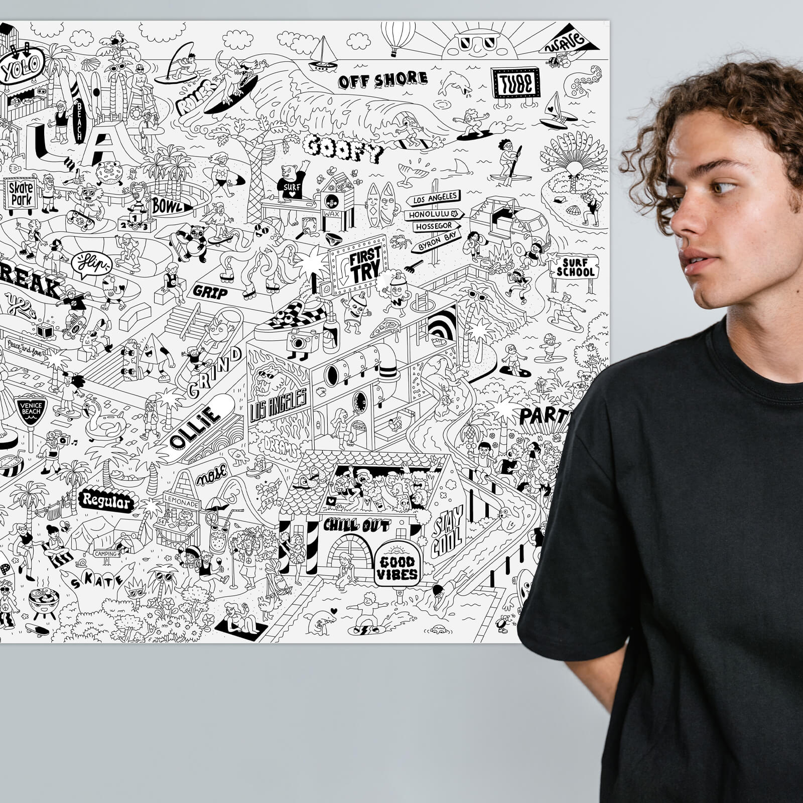 Colouring Poster - Surf & Skate