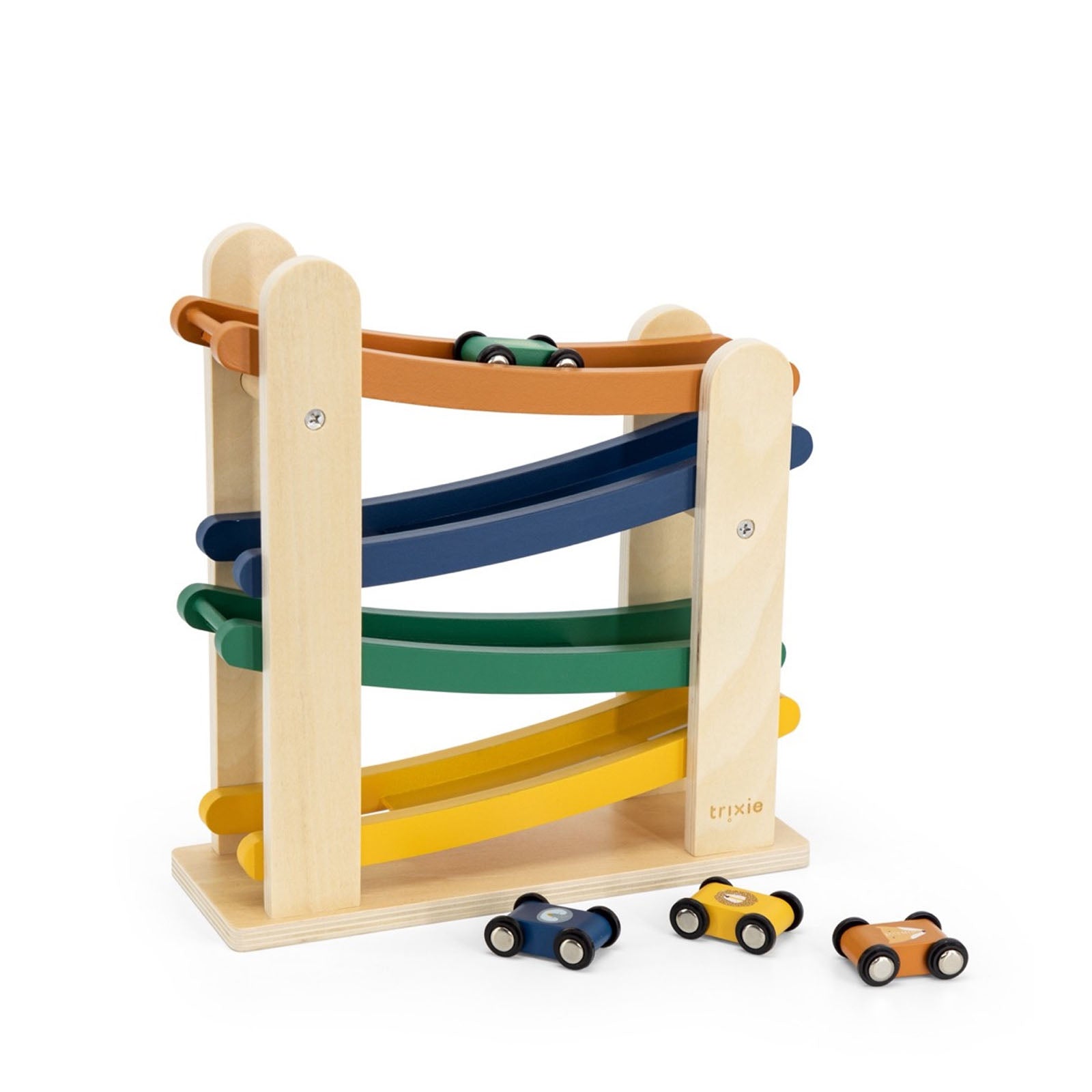 Wooden Ramp Racer with 4 Cars