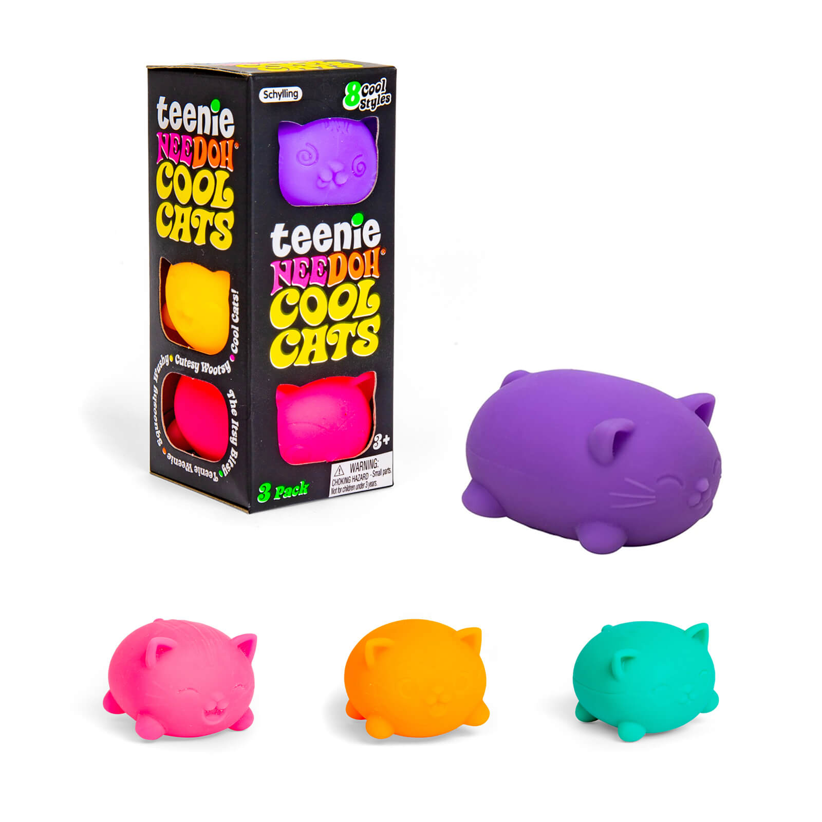 Squishy Fidget Toy - Teenie Cool Cats - Set of 3