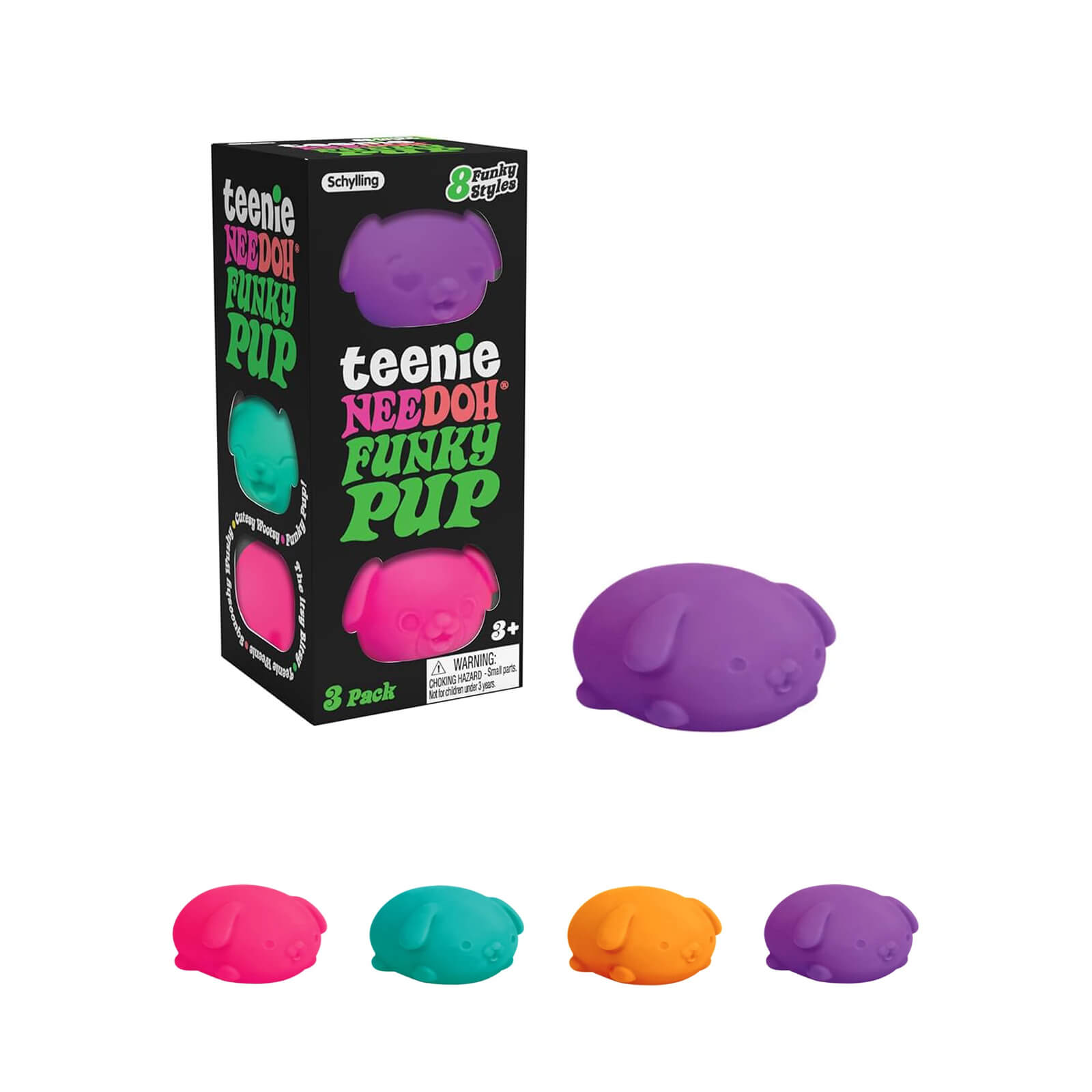 Squishy Fidget Toy - Teenie Funky Pups - Set of 3
