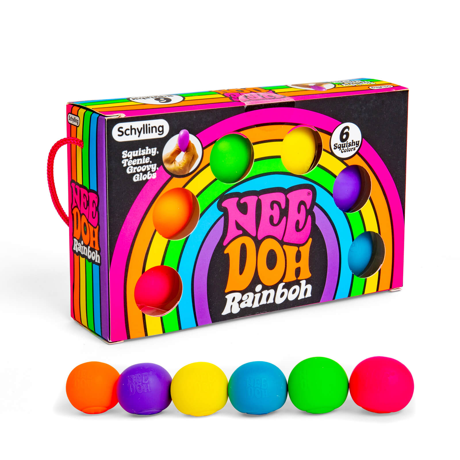 Squishy Stress Balls - Rainbow Teenie - Set of 6