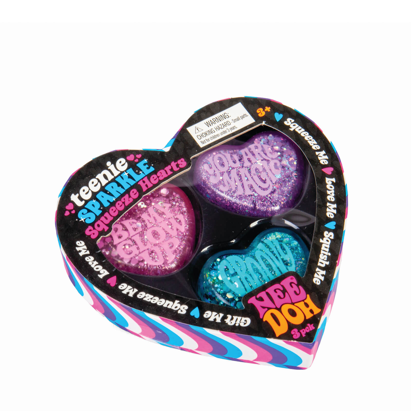 NeeDoh Squishy Fidget Toy - Teenie Sparkle Hearts - Set of 3