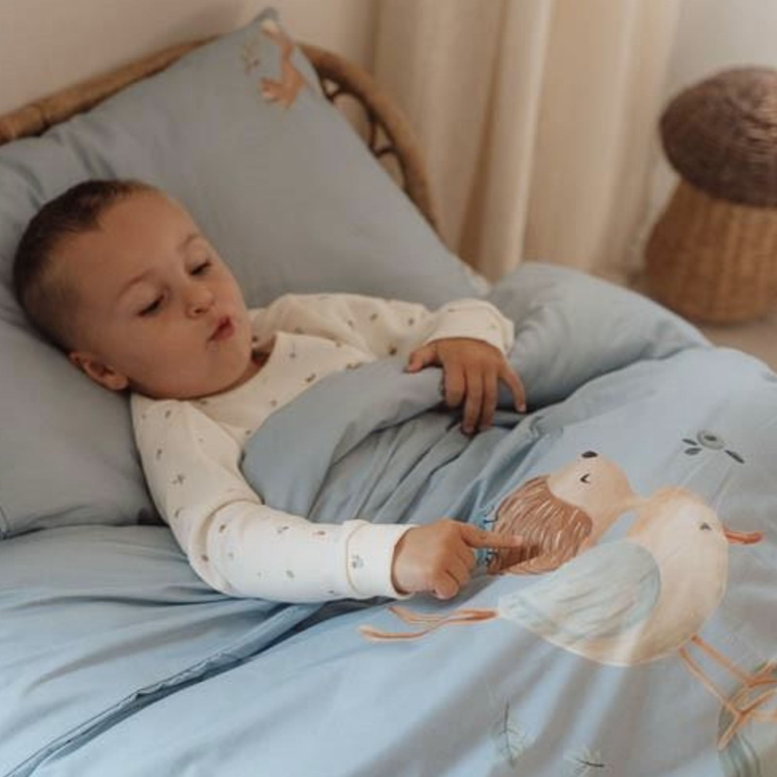 Cot Duvet Cover Set - Denim Blue