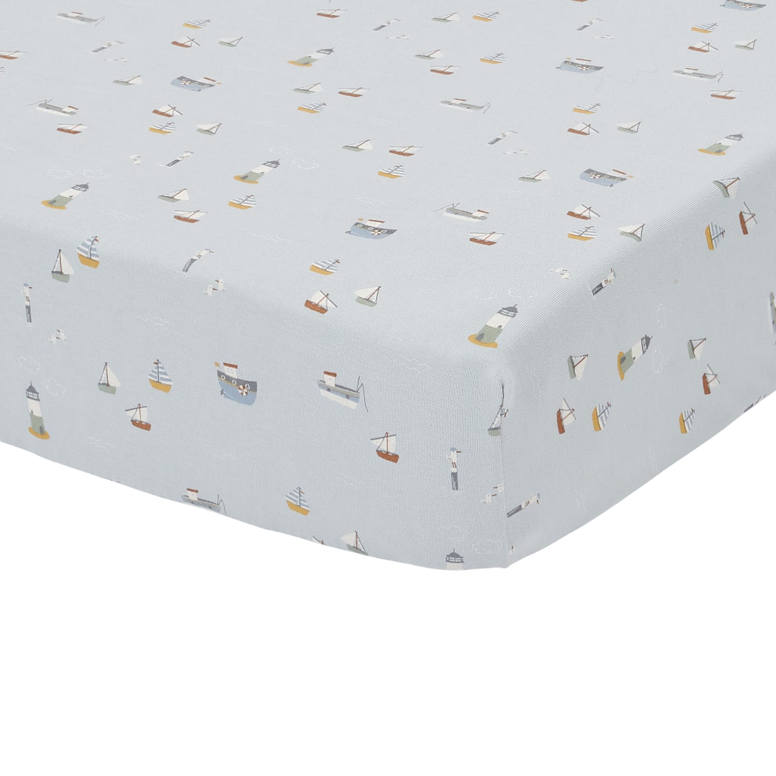 Fitted Cot Sheet 40cm x 80cm - Sailors Bay Blue