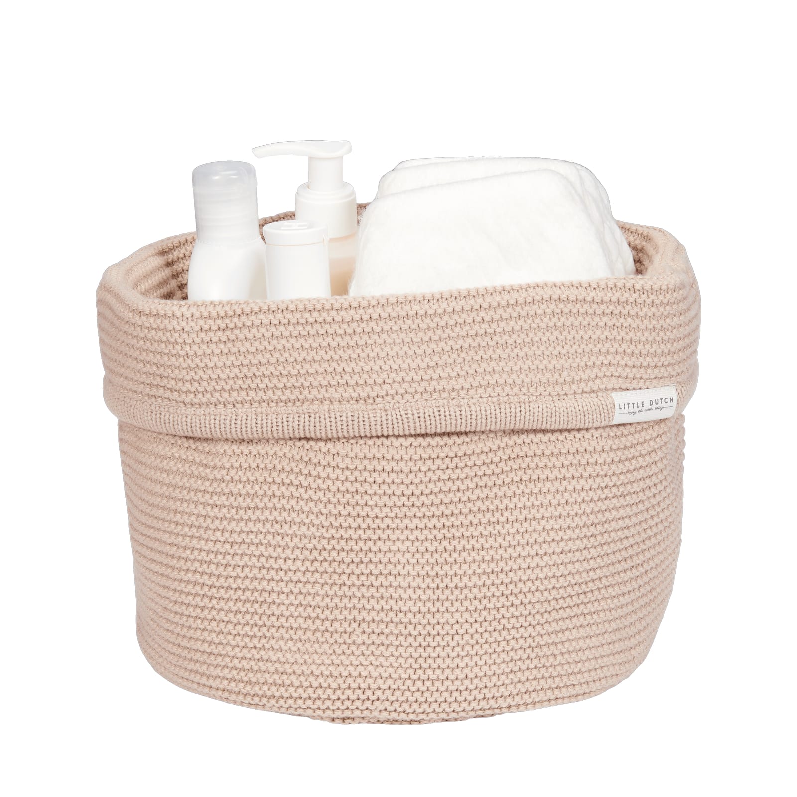 Knitted Storage Basket - Round Beige