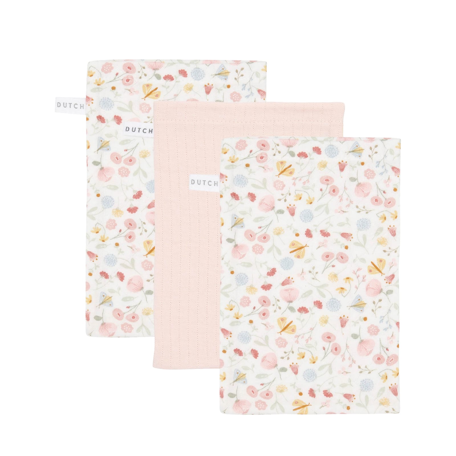 Washcloth 3 Pack - Flowers and Butterflies - Pure Soft Pink