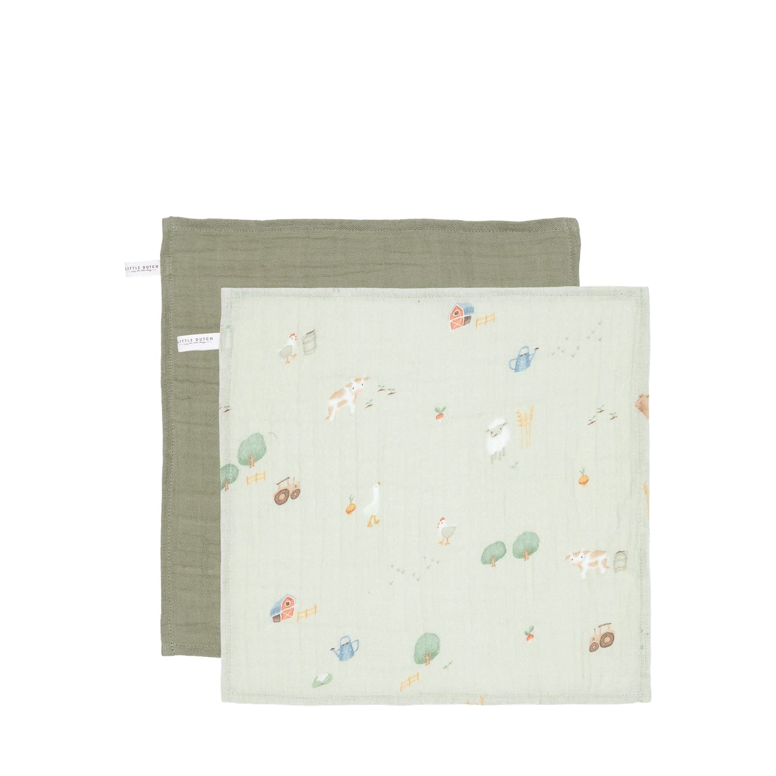 Face Cloths 2 Pack - Little Farm Olive