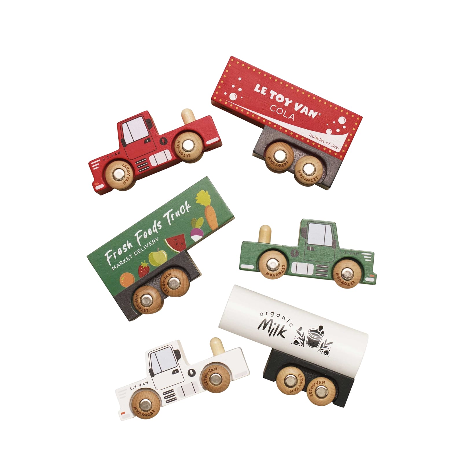 Wooden Trailer Trucks -  Set of 3