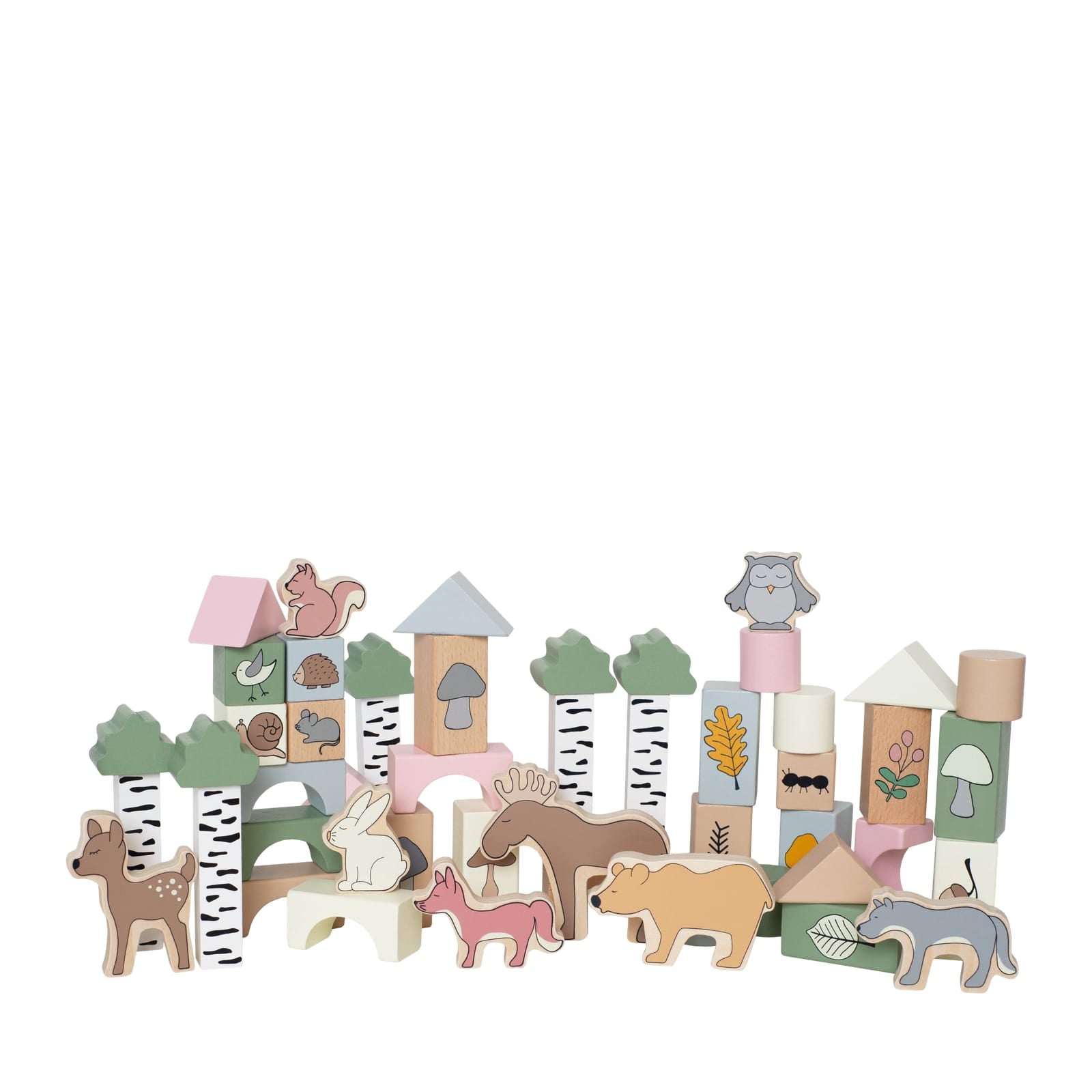 50 Wooden Building Blocks - Forest