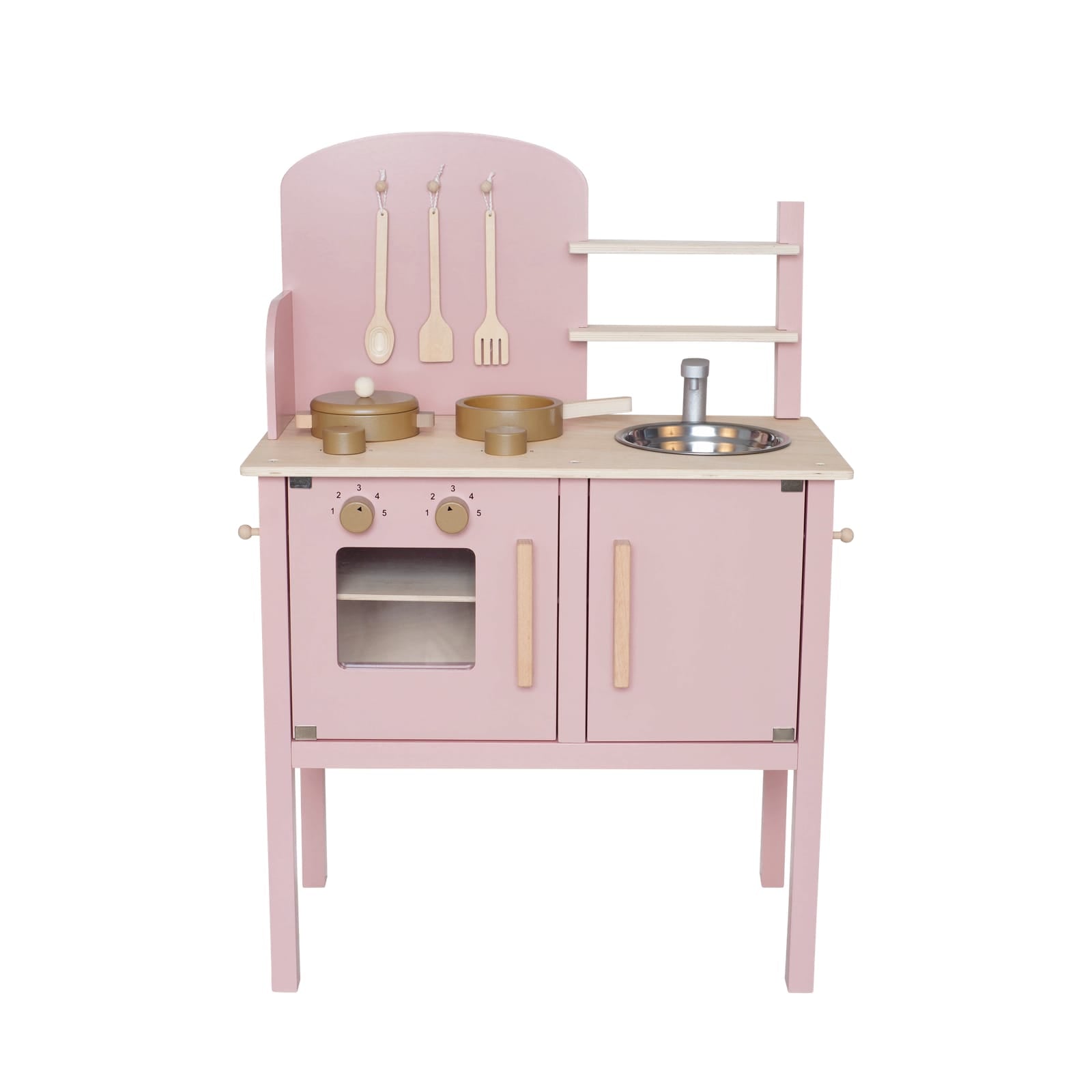 Pink Kitchen with Pots and Accessories