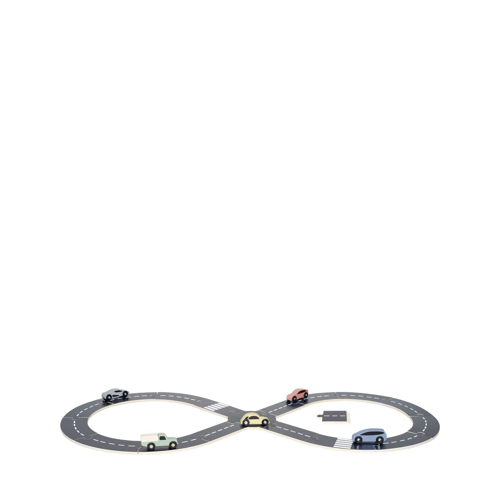 Wooden Car Track with 5 Cars
