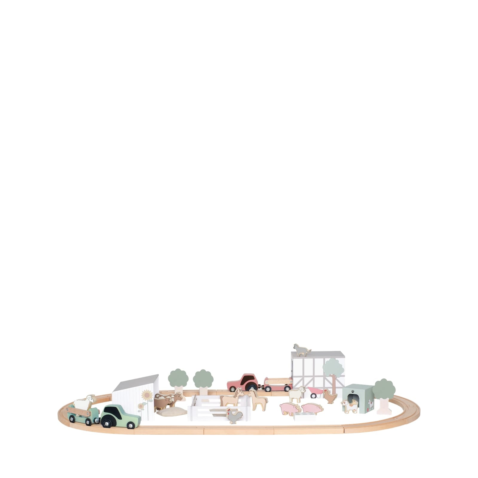 Wooden Train Set Farm with Animals