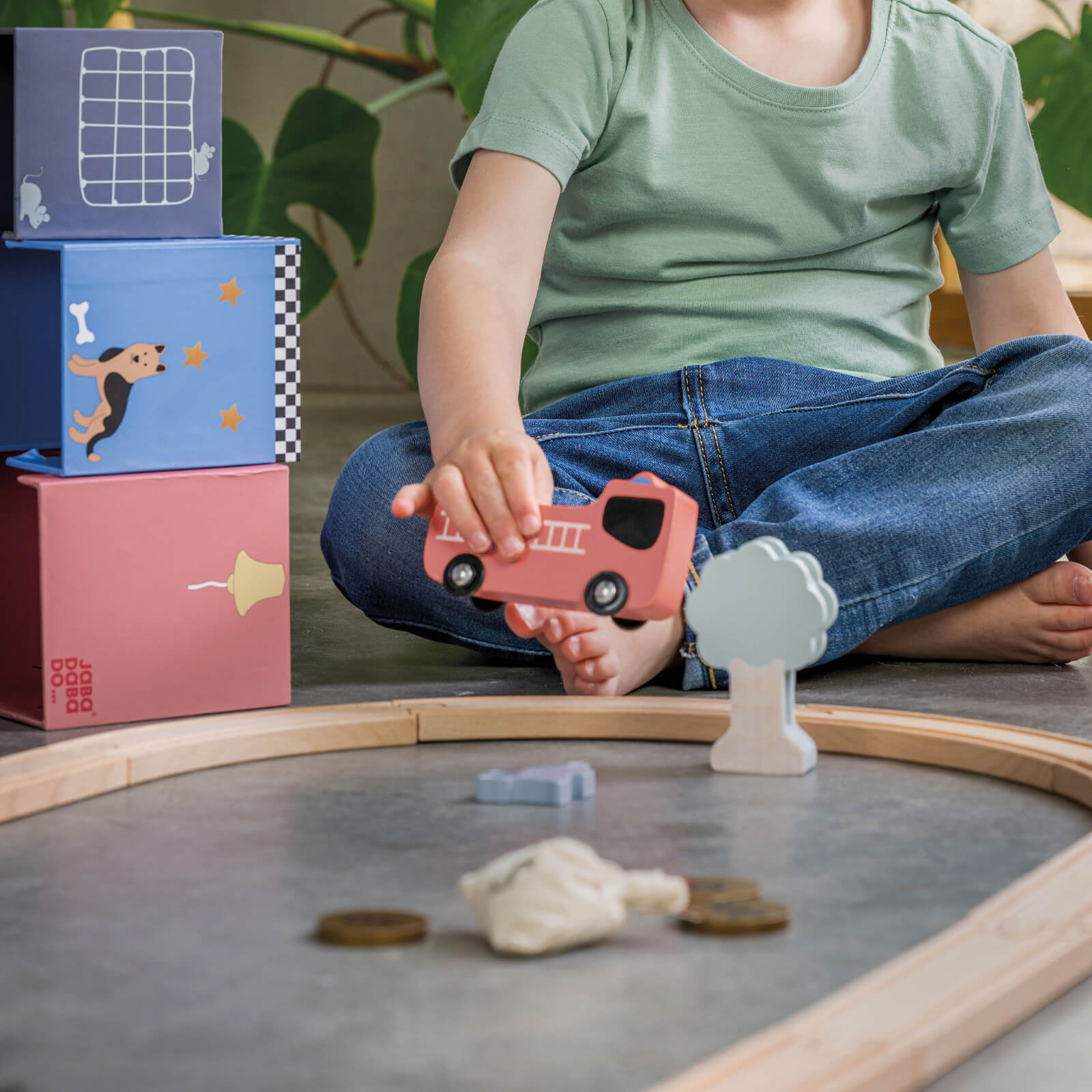 Wooden Train Set with Rescue Vehicles