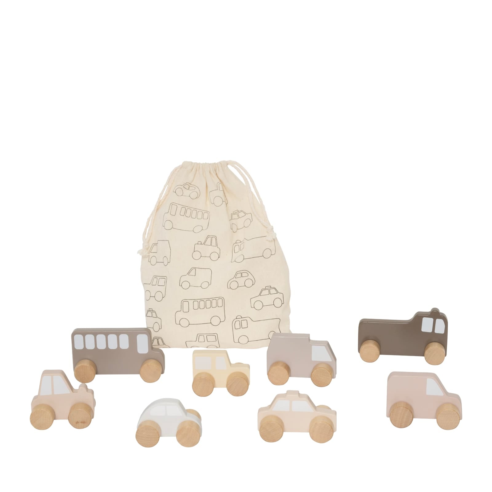 My First Wooden Cars In Bag - Nature