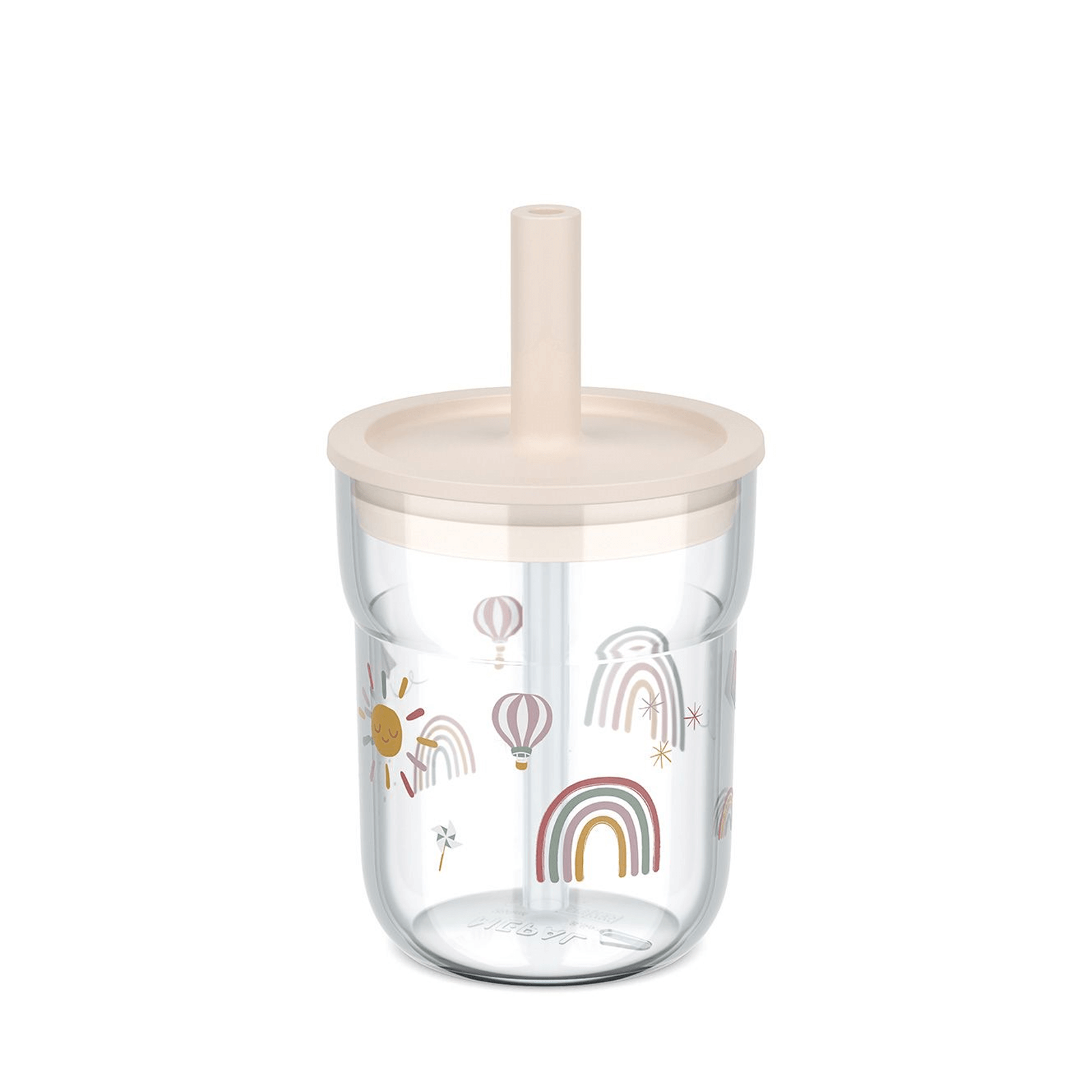 Children's Glass 250 ml with Straw - Sunshine and Rainbows