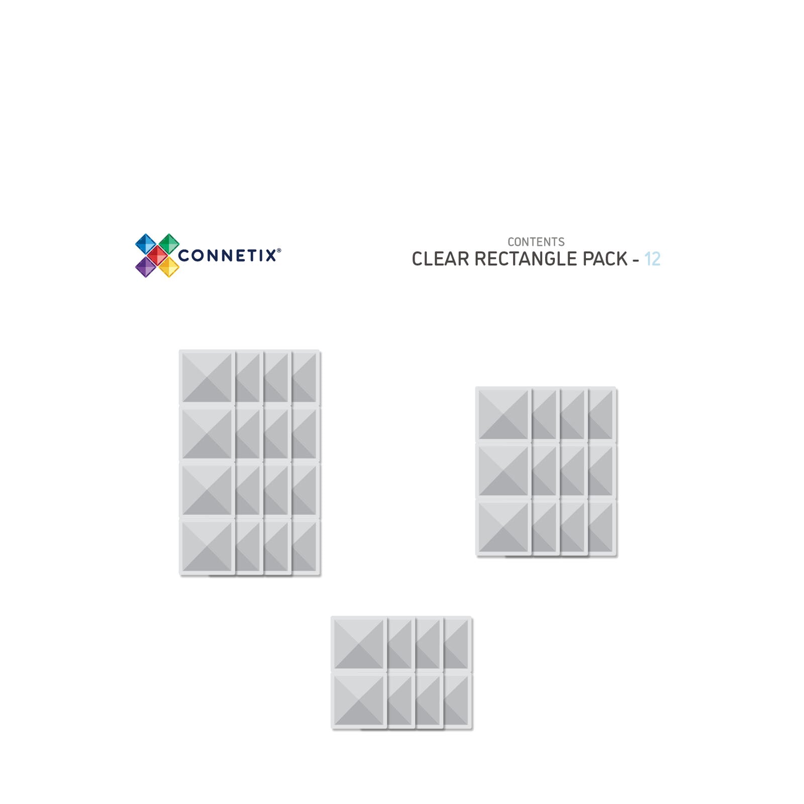 Magnetic Tiles Clear Rectangle Pack - 12 Pieces