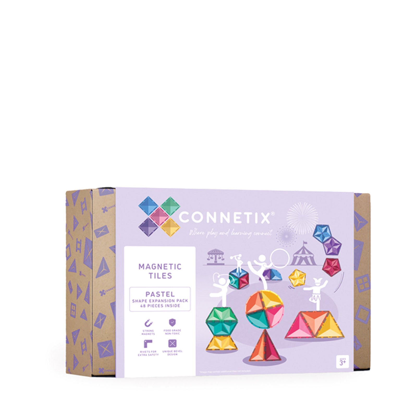 Magnetic Tiles Pastel Shape Expansion Pack - 48 Pieces