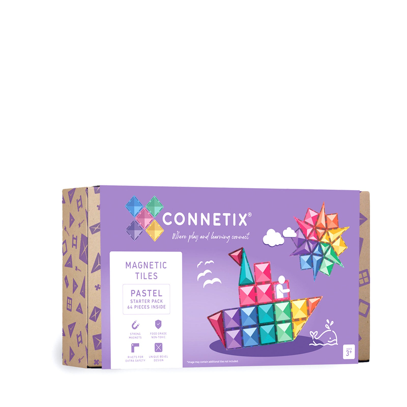 Magnetic Tiles Pastel Starter Pack - 64 Pieces
