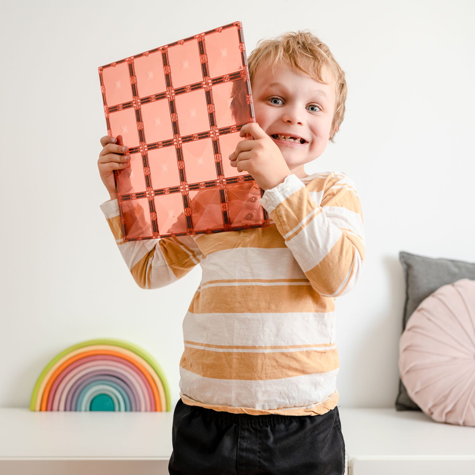 Magnetic Tiles Pastel Lemon & Peach Base Plate 2 Pieces