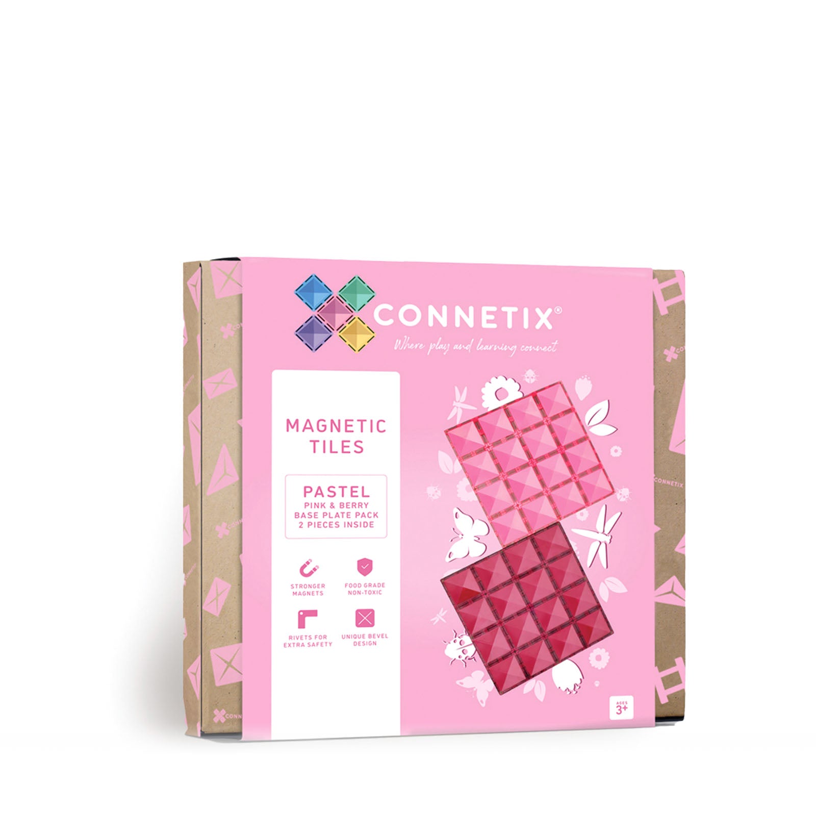 Magnetic Tiles Pastel Pink & Berry Base Plate 2 Pieces