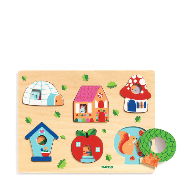 Wooden Puzzle Board - Animal Houses