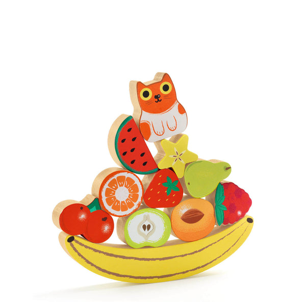 Wooden Puzzle Stacking Board - Fruit and The Cat