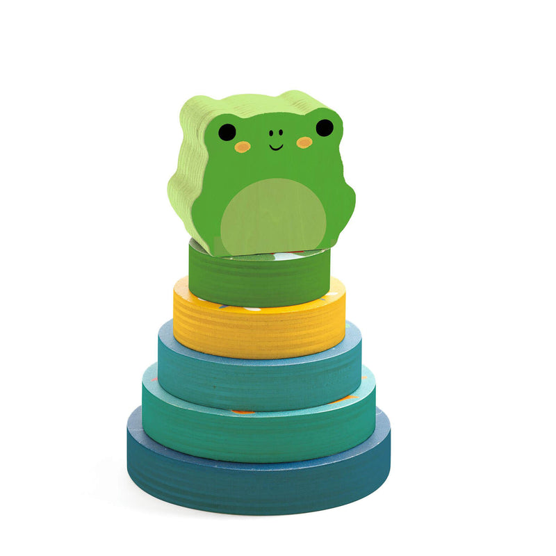 Wooden Puzzle Stacking Board - Frog In The Pond