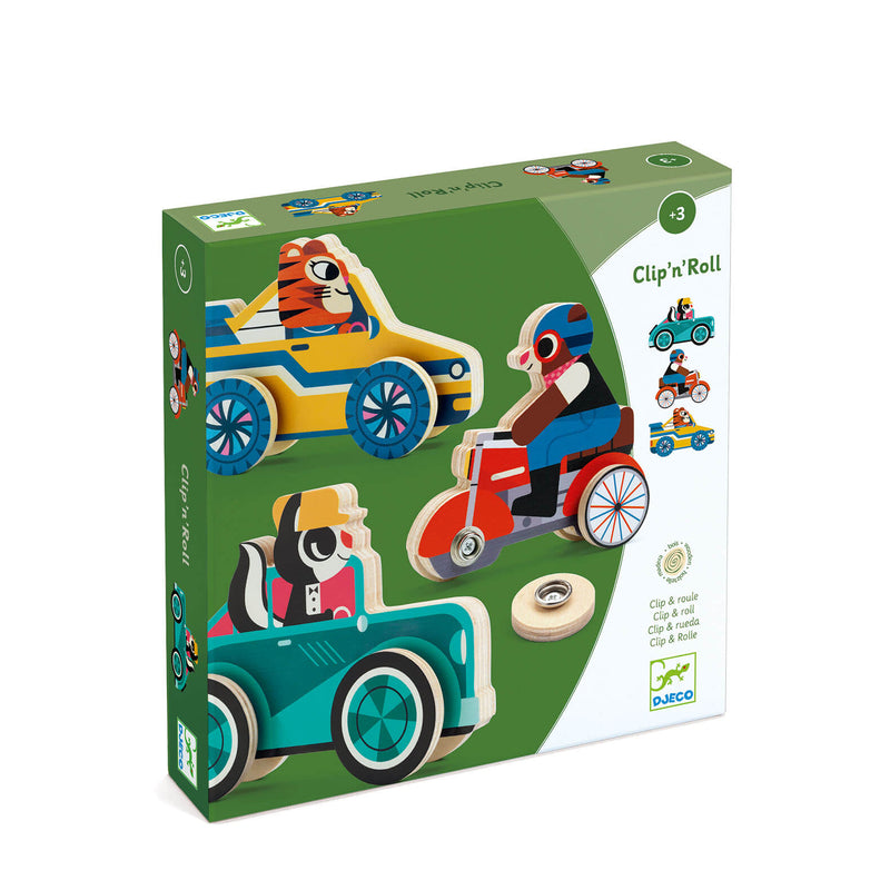 Clip and Roll Wooden Cars