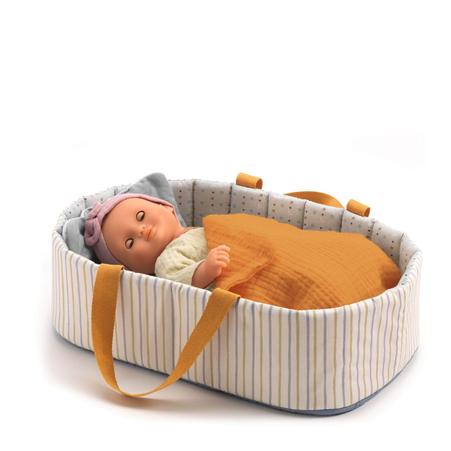 Doll Bassinet Blue Lines