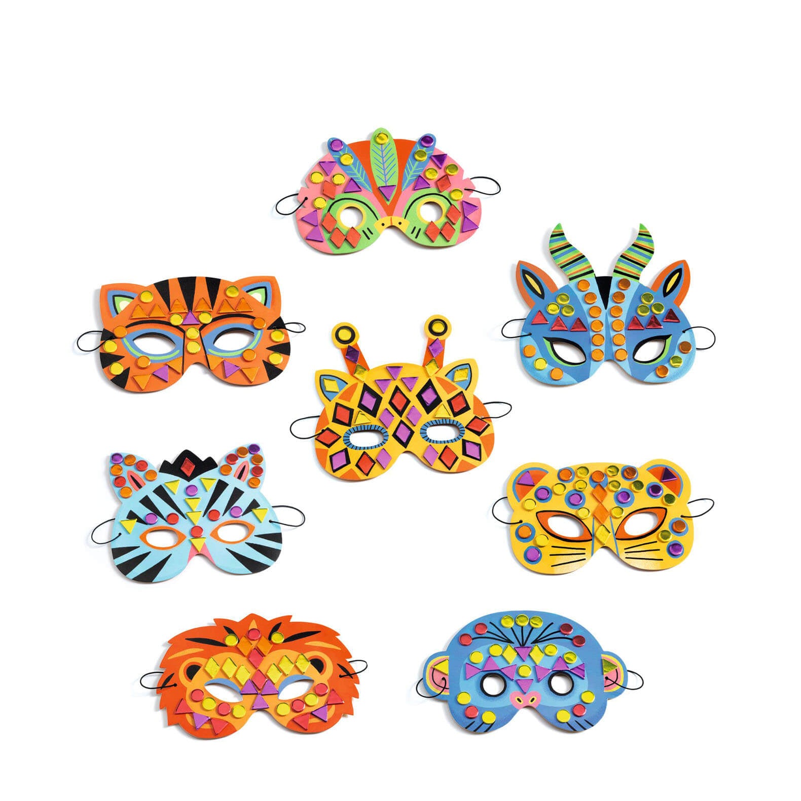 Do It Yourself Mosaics Craft Set - 8 Jungle Animal Masks