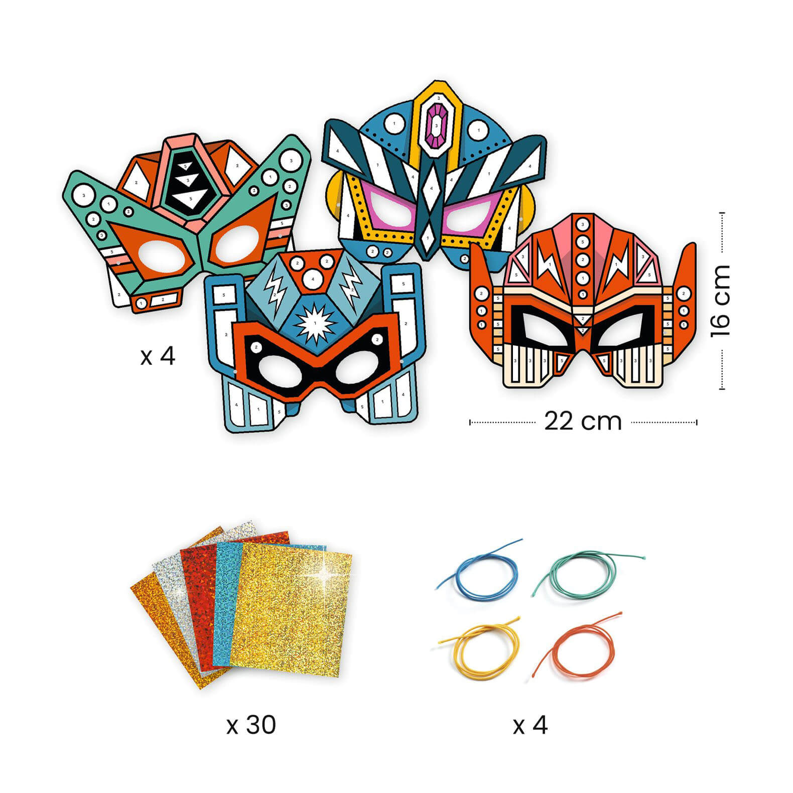 Do It Yourself Mosaics Craft Set - 4 Super Robots Masks