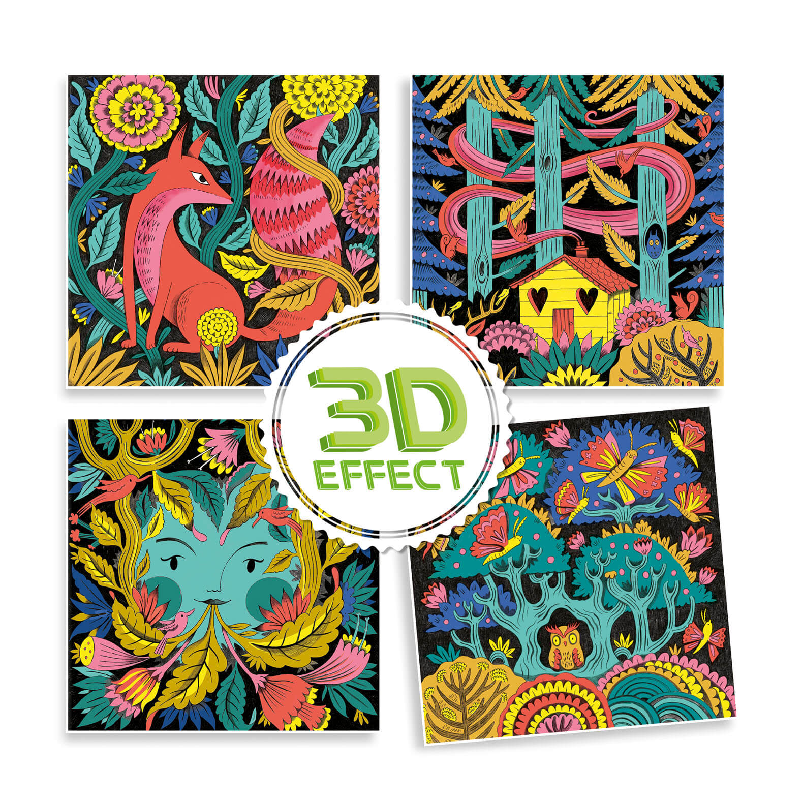 Colour In Craft Set - Fantasy Forest 3D Effect