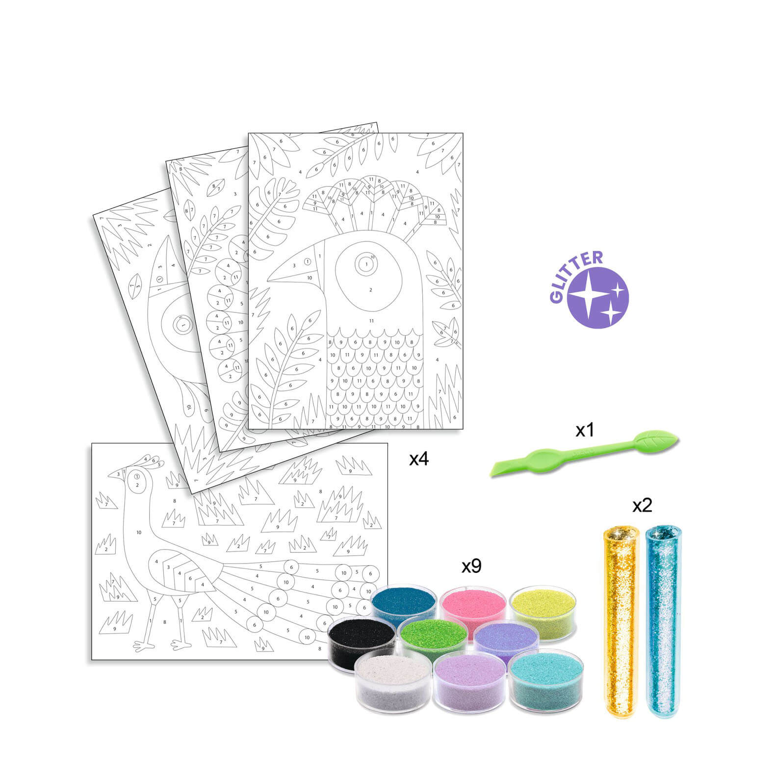 Colour In Glitter Craft Set - Dazzling Birds