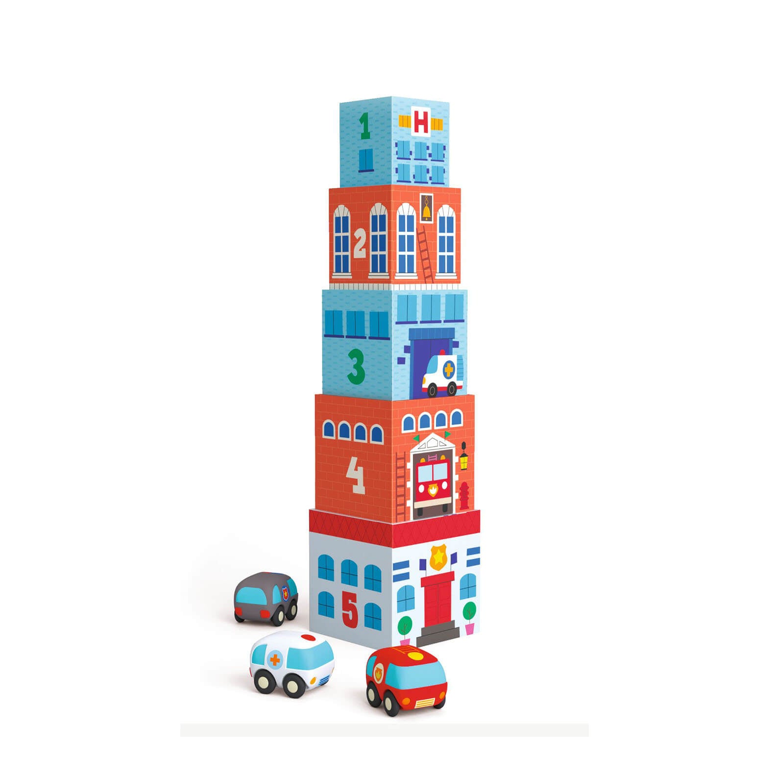 Service Cars Stacking Blocks House