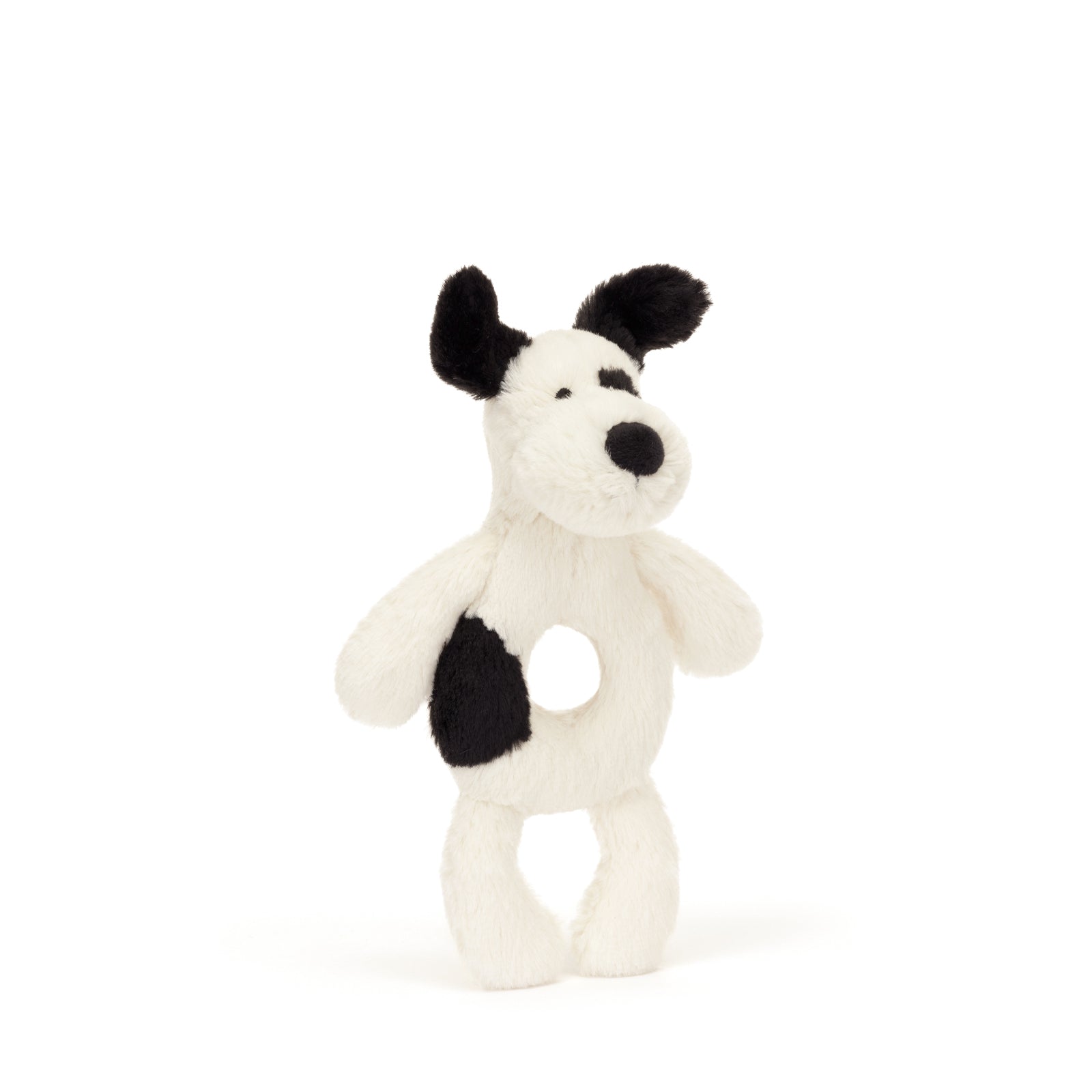 Bashful Black and Cream Puppy Ring Rattle