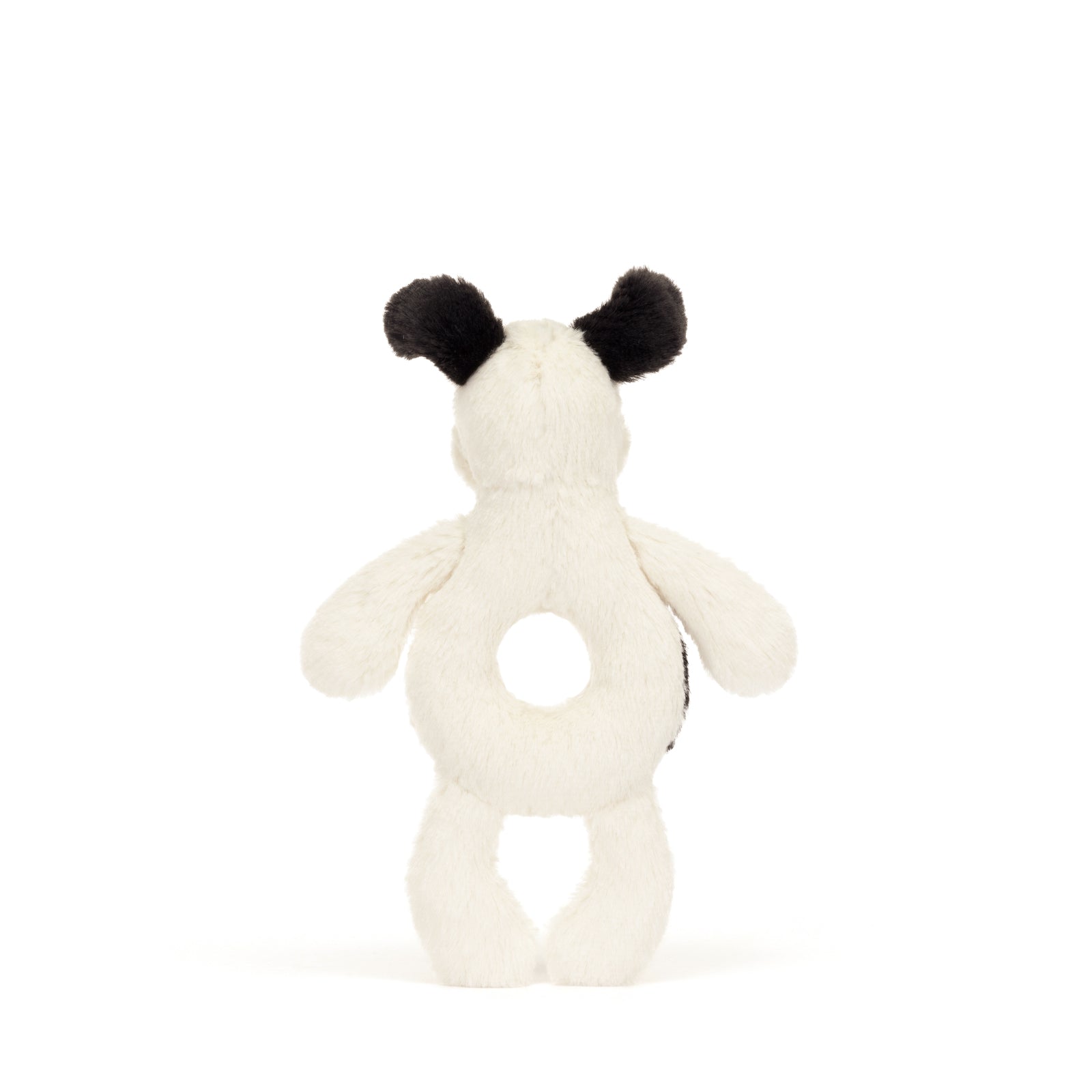 Bashful Black and Cream Puppy Ring Rattle