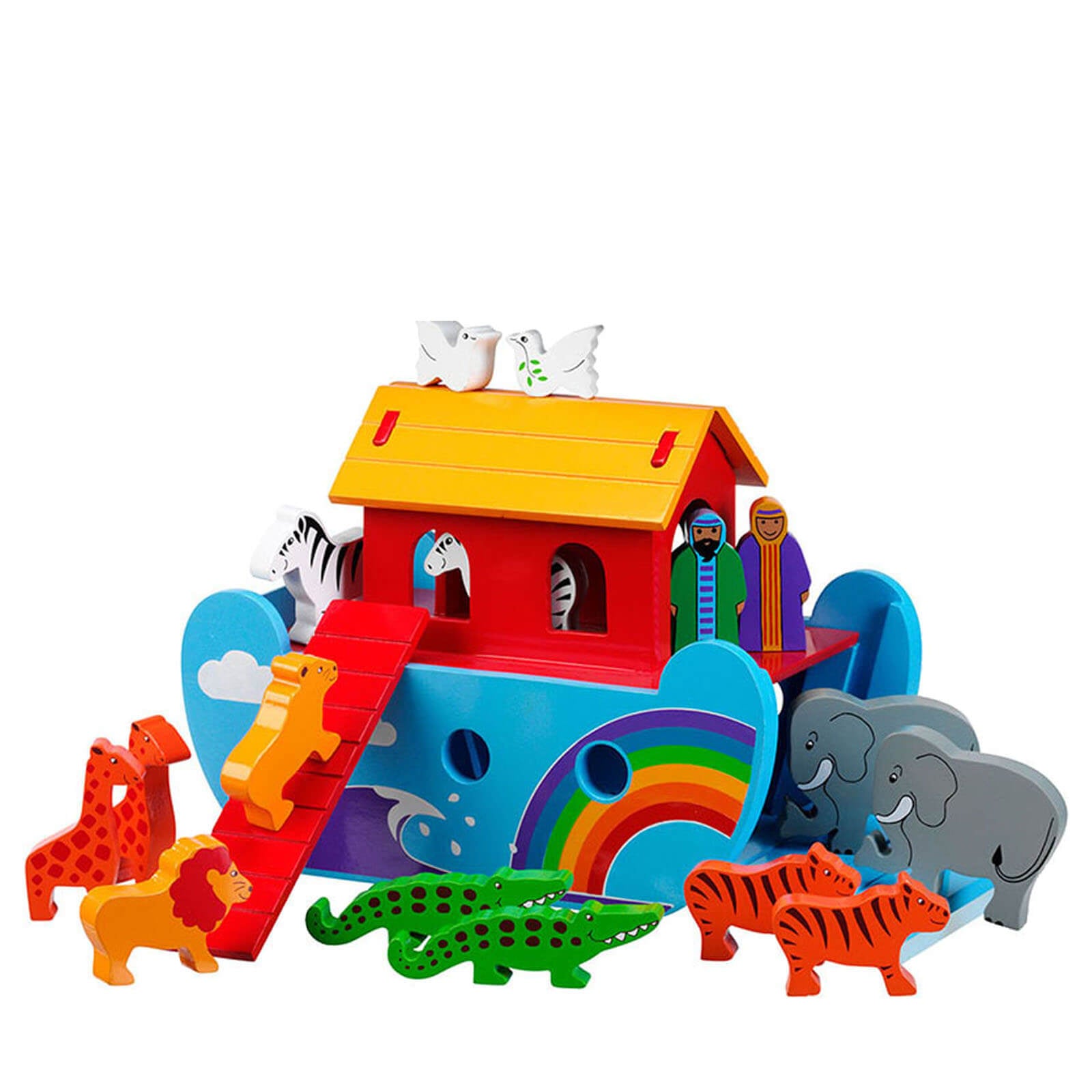 Small Rainbow Noahs Ark and 16 Figures