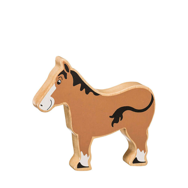 Natural Painted Wood - Brown Horse Figure