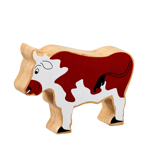Natural Painted Wood - Brown Bull Figure